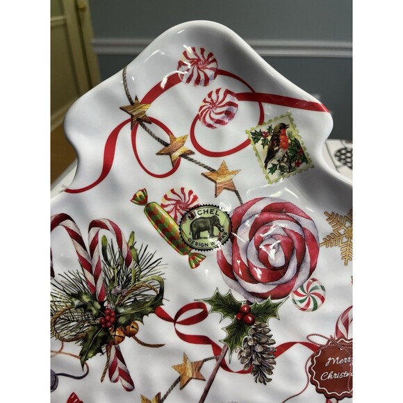 Michel Design Works Christmas Peppermint Tree Shaped Melamine Serveware Plate - Picture 4 of 14